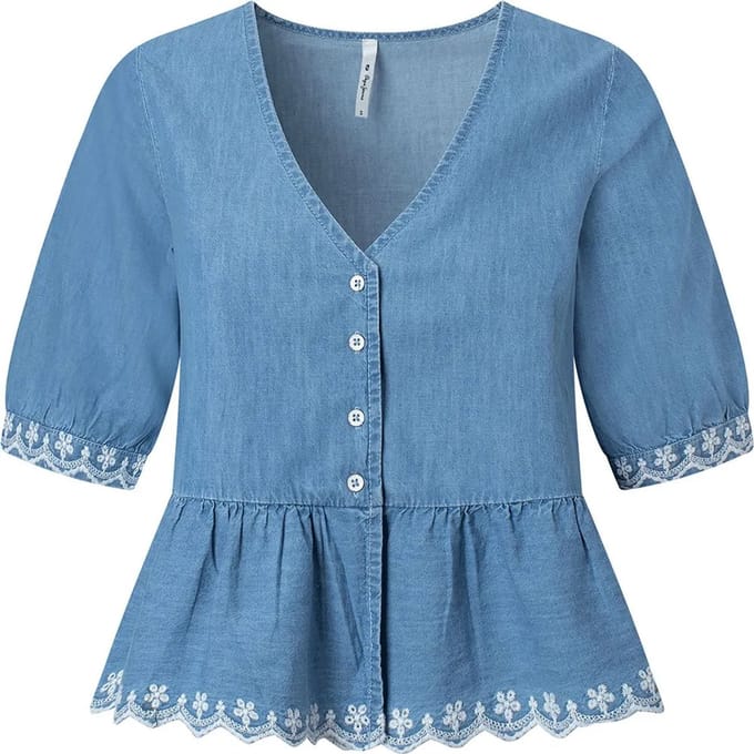 Pepe Jeans Berta Overhemd Met Korte Mouwen Blauw XL Man