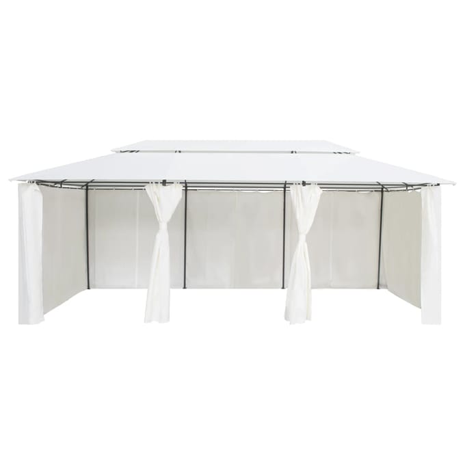 vidaXL - Prieel - met - gordijnen - 180g/m² - 600x298x270 - cm - wit