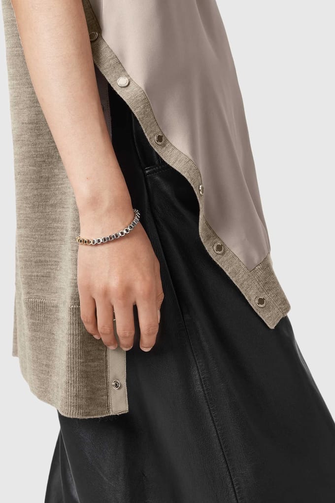 AllSaints Bern Stud Tank Taupe Grey Taglia: M | Canottiere Outlet | Donna | Nero