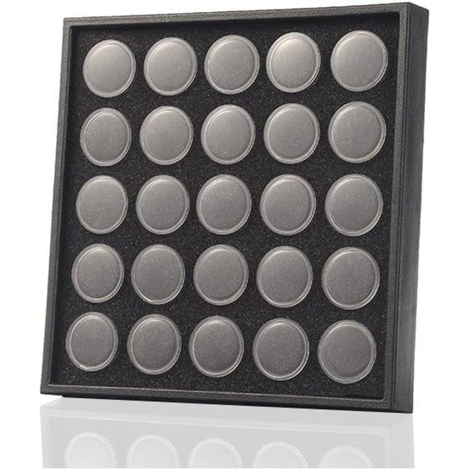 1 Set Vitrine Diamant Edelsteen Opbergdoos Kleine Ronde Plastic Containers Doos Sieraden Organizer Container met Schuim black