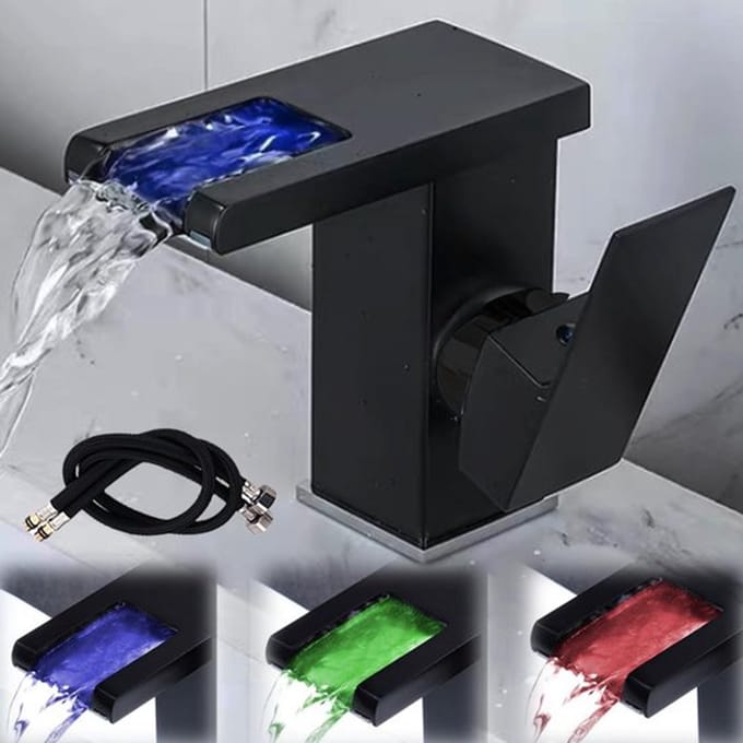 Allecto - Waterfall Led Kraan - Temperatuur Gevoelige Mengkraan