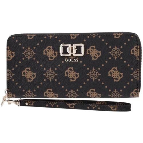 GUESS portemonnee Emelie Logo SLG Zip Around Wallet Espresso Logo donkerbruin