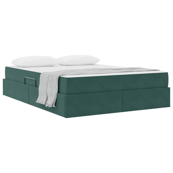 vidaXL - Opbergbed - met - matras - Donkergroen - 140 - x - 200 - cm - Fluweel