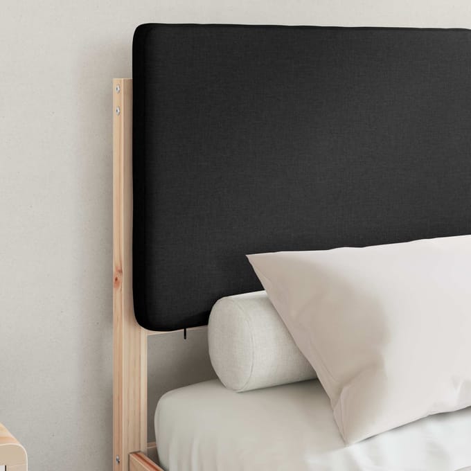 vidaXL - Bedframe - met - Gevoerde - Hoofdbord - Zwart - 120 - x - 190 - cm