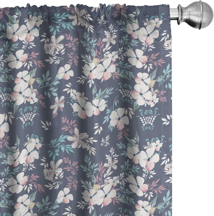 ABAKUHAUS Bloemen Voorhangen – 2x75x175 cm – microvezel