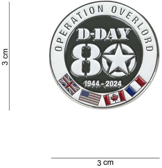 Embleem metaal D-Day 80 pin 1944-2024 Allied flags