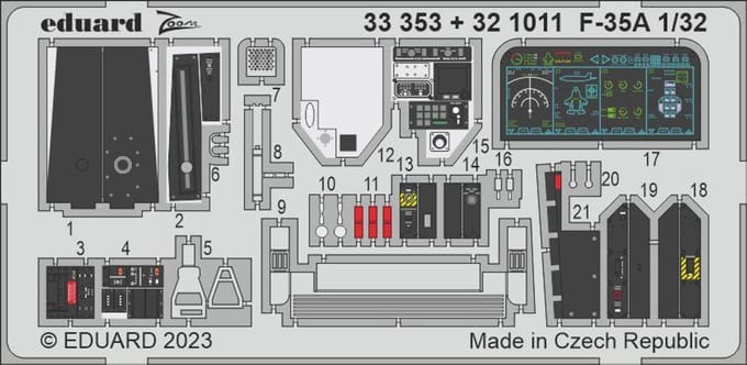Eduard Modelbouwdecoratie - 33353 Accessoires voor F-35A - Photo-etch