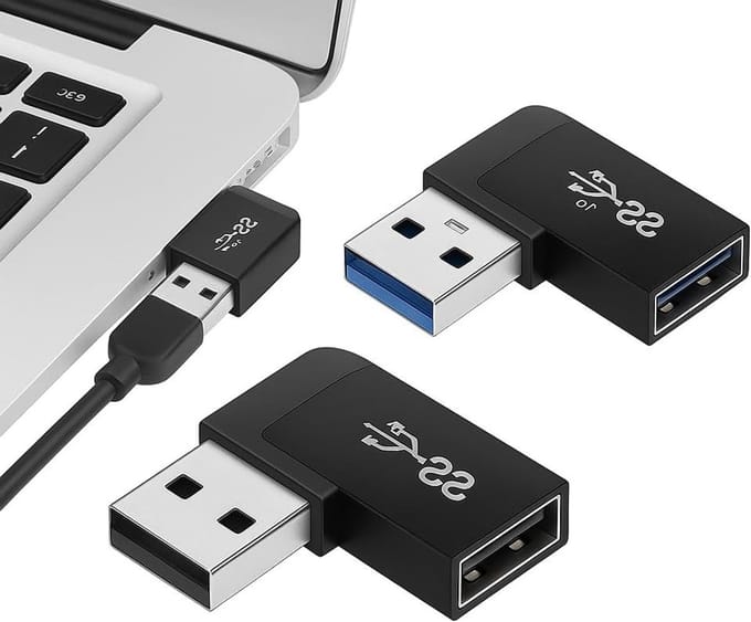 2 Stuks USB 3.0 90 Graden Adapter - Links en Rechts - A Plug naar Vrouwelijke Coupling voor Efficiënte Verbindingen en Ruimtebesparing