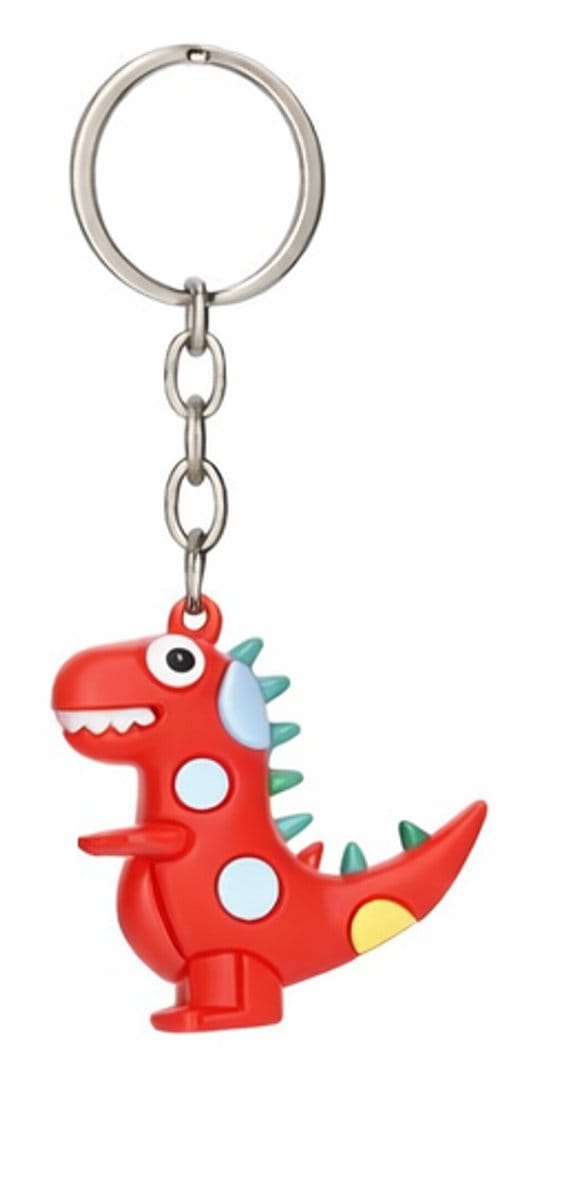 Dino Sleutelhanger 3D – Dino met Stippen Rood – Dinosaurus Tas Hanger – Sleutelbos