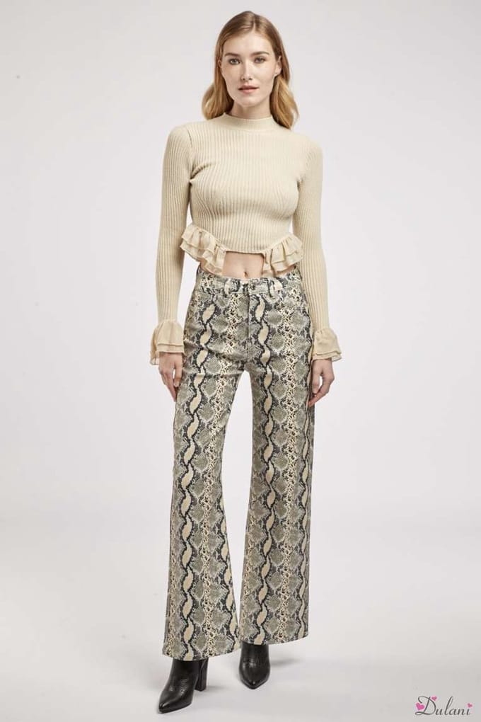 Broek Toxik3 wide leg fit slang met hoge taille