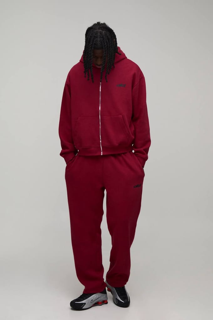 Oversized Boxy Officieel Trainingspak Met Rits En Capuchon | Red | Size Small