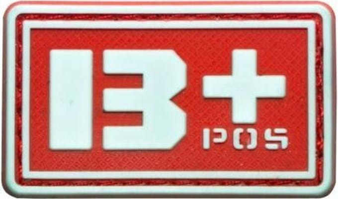 B+ POS blood type 3D PVC Military patch embleem red with velcro