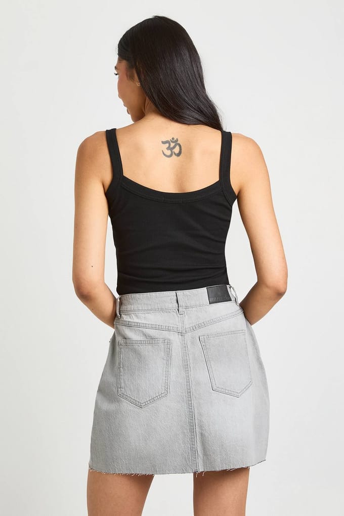 boohoo Dames Lange Denim Minirok | Greywash | Maat: 38