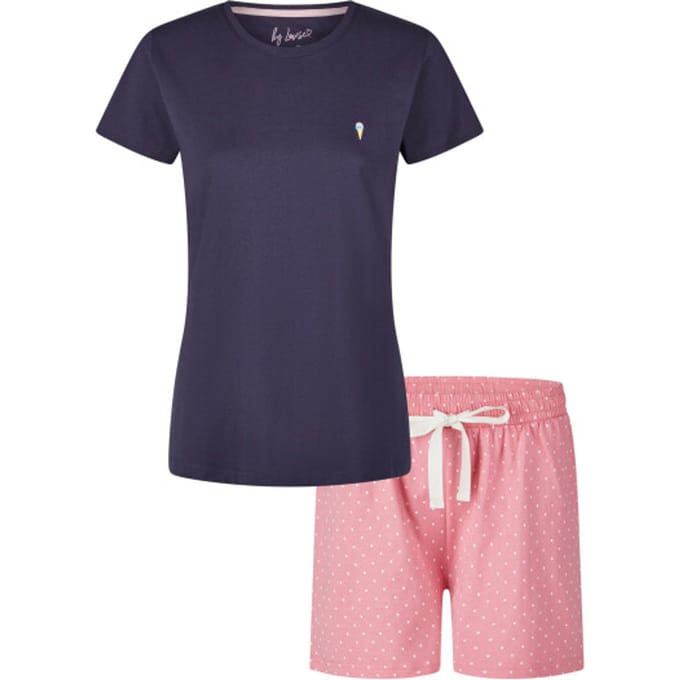 By Louise Dames Korte Pyjama Set Shortama Blauw Ice Cream - Maat M