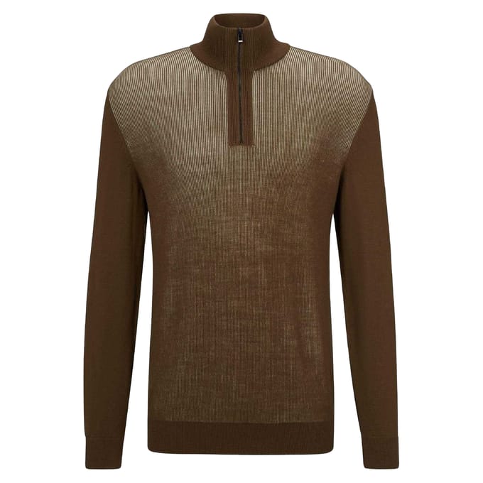Boss Heren Funnel Neck Regular Sweater Top (Groen)