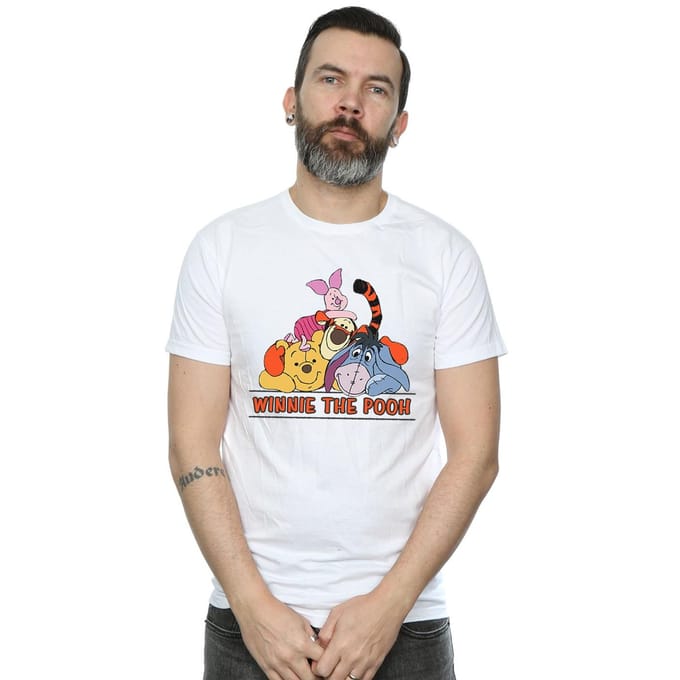 Disney Heren Winnie De Poeh Groep T-Shirt (Wit)
