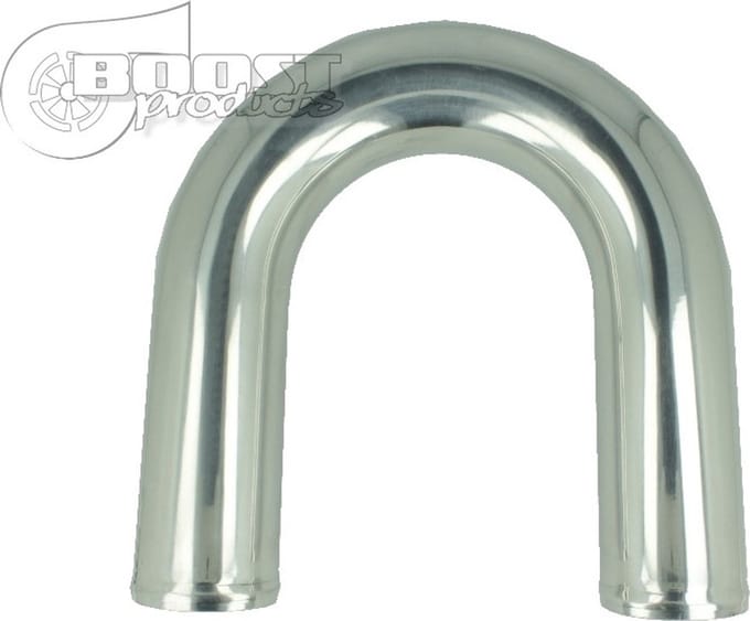 Aluminium bocht 180° met 101 mm diameter, doorn gebogen, gepolijst