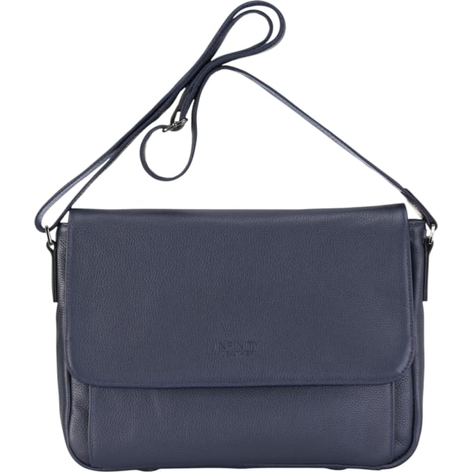 Echte leren marineblauwe laptoptas, reistas, messengertas - Camden