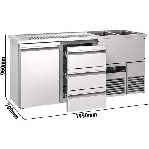 GGM Gastro Bierkoeling PREMIUM - 1950x700mm - 1 deur & 3 laden zilver
