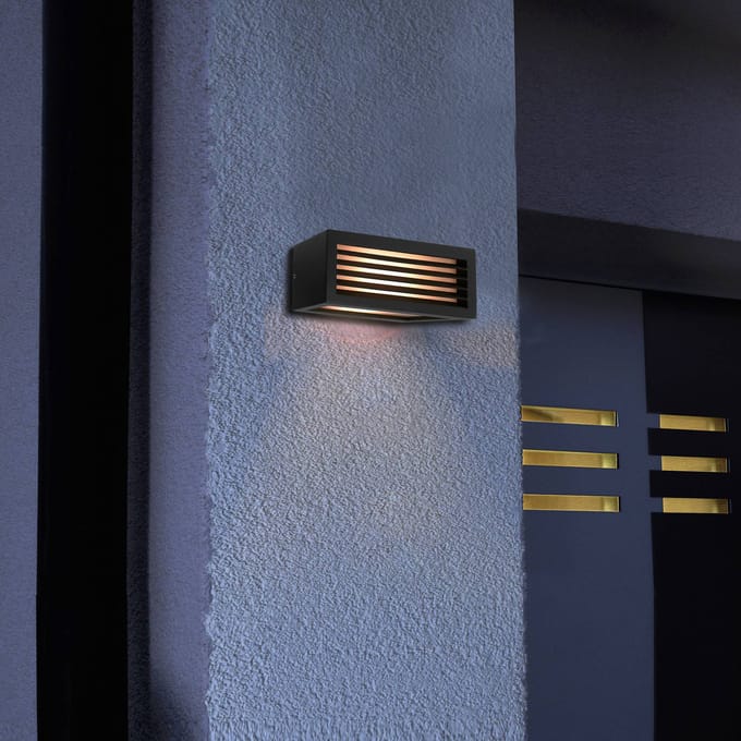Deko-Light Buitenwandlamp Rilongo afgeschermd, up/down, aluminium, donkergrijs