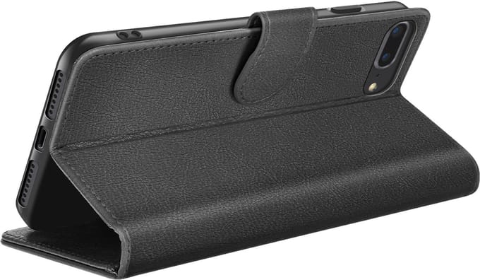 Zanae, Hoesje geschikt voor iPhone 8 Plus / 7 Plus - Wallet Case & Magneetsluiting, Zwart