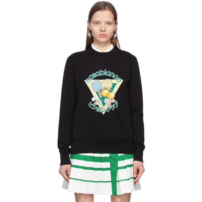 Casablanca Geborduurde Pingpongclub Zwarte Sweatshirts