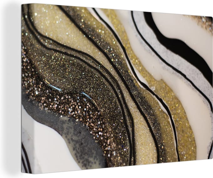Canvas Schilderij Edelsteen - Abstract - Marmer - Natuur - 60x40 cm - Wanddecoratie