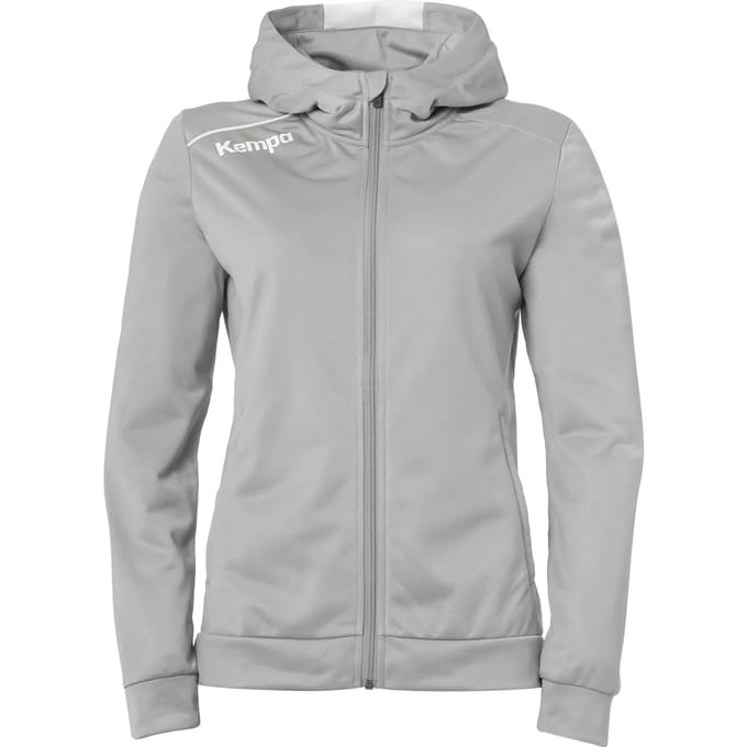 Kempa Player Hood Jacket Dames Donker Grijs Melange-Wit Maat L