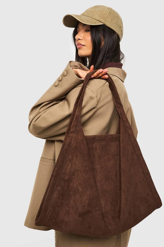 boohoo Dames Namaaksuede Grote Draagtas | Chocoladebruin