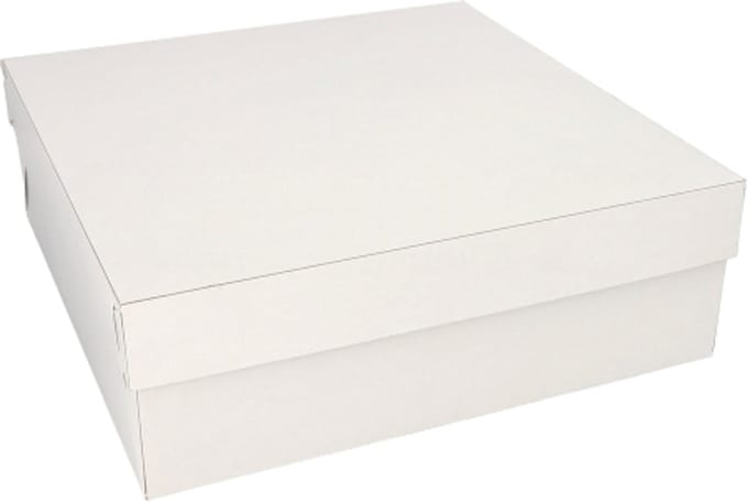 10 Kartonnen gebaksdozen met deksel hoekig 30 cm x 30 cm x 10 cm wit