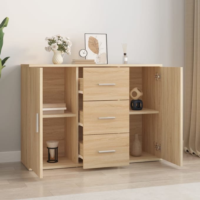vidaXL - Dressoir - 91x29,5x65 - cm - bewerkt - hout - sonoma - eikenkleurig