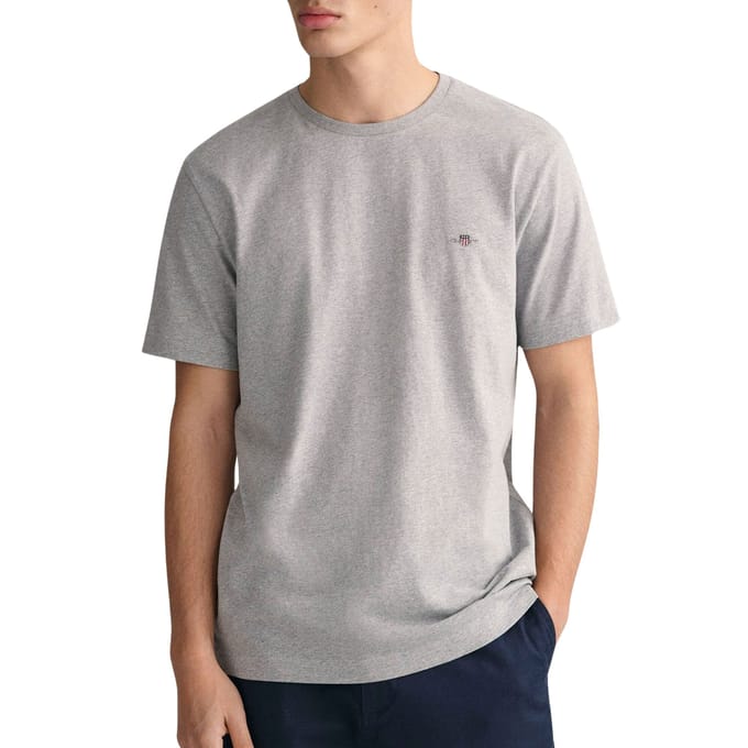 Gant T-Shirt Regular Uni Fine Shield Embroidery Grijs Melange / male