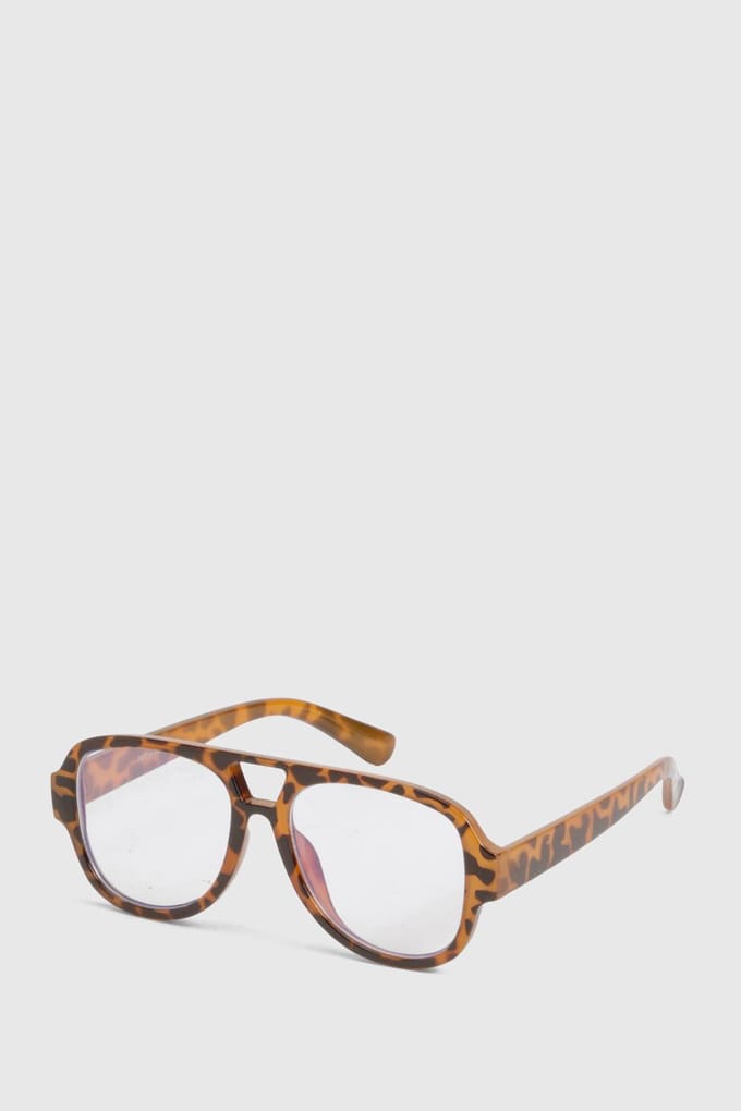 boohoo Dames Extra grote retro aviator blauwlichtbrillen | Brown