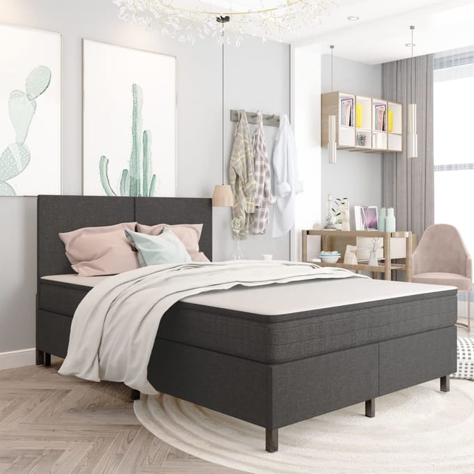 vidaXL - Boxspring - stof - donkergrijs - 160x200 - cm