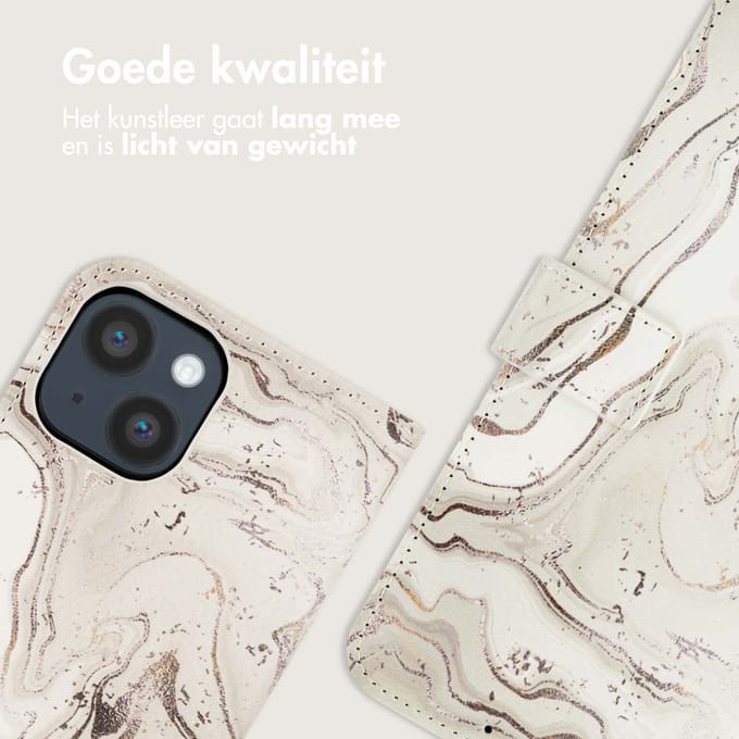 imoshion Hoesje - Geschikt voor Apple iPhone 14 - Design Bookcase smartphone - Sandy Marble