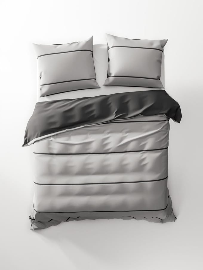 HNL Jason Dekbedovertrek - Eenpersoons - 140x200/220 cm - Silver Grey/Castle Grey