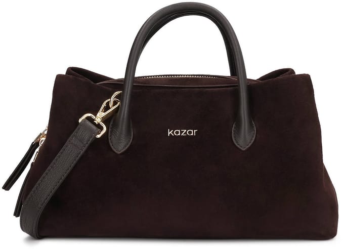 Brown bag made of a combination of suede and smooth leather