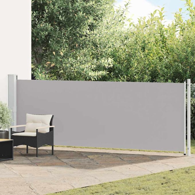 vidaXL - Tuinscherm - uittrekbaar - 140x600 - cm - grijs