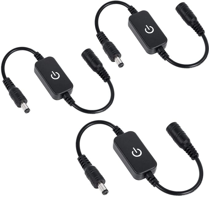 Set van 3 LED Touch inline dimmers voor LED strips - Verstelbare helderheid, 12V/24V, 1.5A, ideaal voor sfeerverlichting en gebruiksgemak