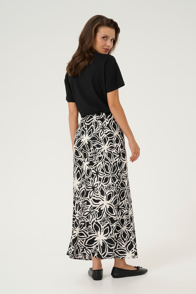 Rok Regular fit Black / Light Beige Flower black multi