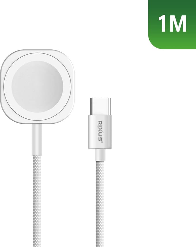 Rixus RXUC19 Magnetic Watch Fast Charging Cable 1m White