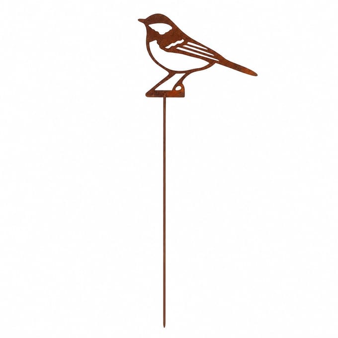 Corten stalen koolmees,tuinsteker 35 cm