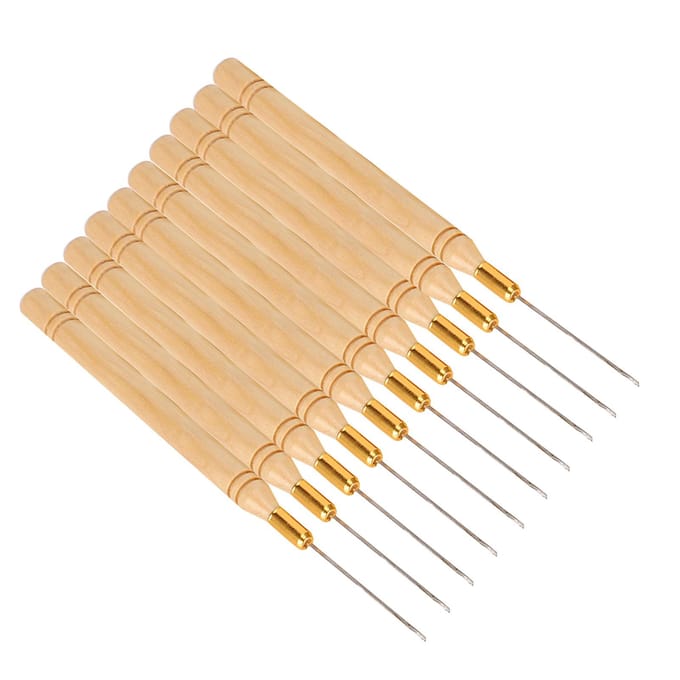 10 stuks Haaknaald Houten Handvat Hairextension Haaknaald Pruiken Gereedschap beige