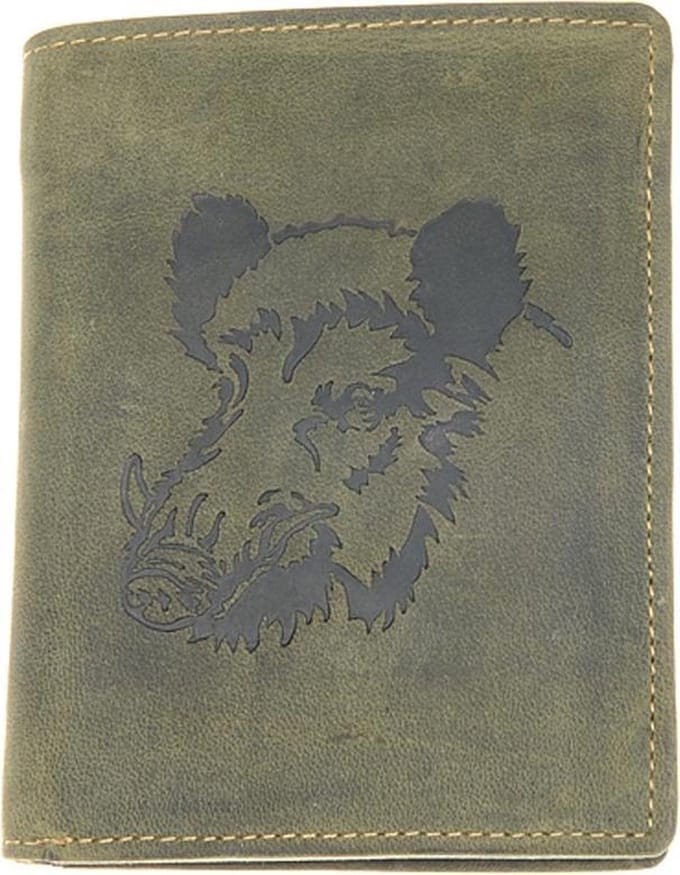 GREENBURRY portemonnee Vintage Animal Collection Wallet Olive Wild Boar donkergroen