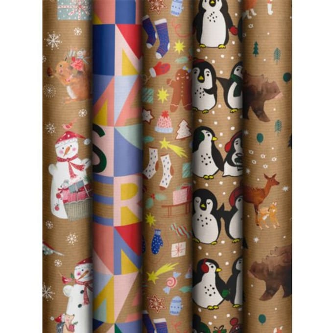 Stewo kerst cadeaupapier cookie and friends, formaat 70 x 300 cm, assorti