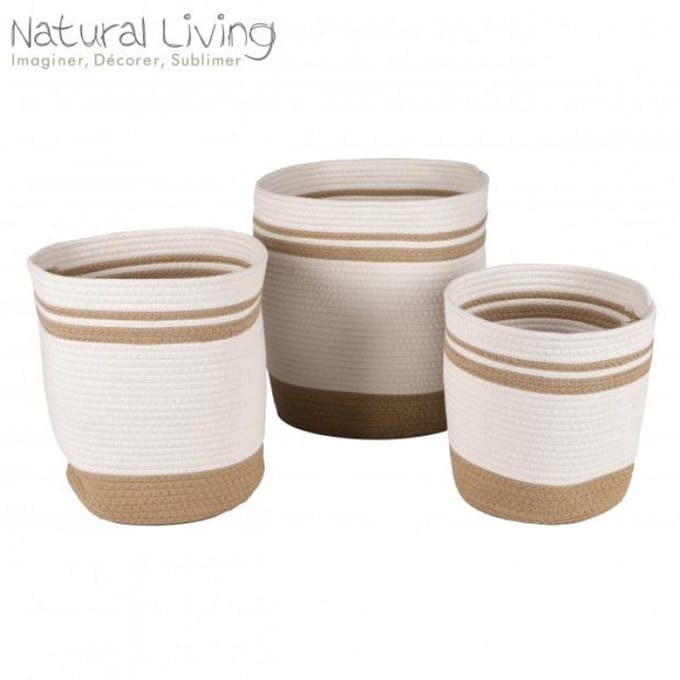 NATURAL LIVING" set van 3 manden van katoenen touw