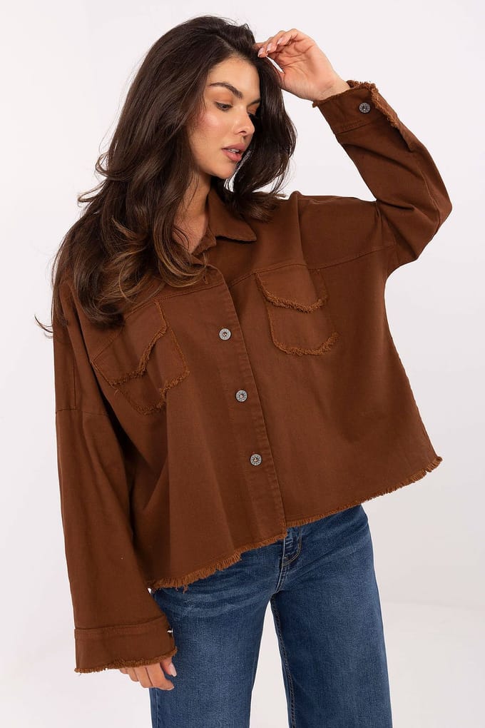 Denim Ease Overshirt - Cognac / One Size