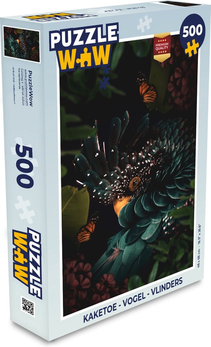 Puzzel Kaketoe - Vogel - Vlinders - Legpuzzel - Puzzel 500 stukjes