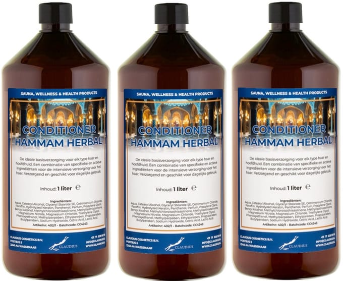 Hairconditioner Hammam Herbal 1 liter met dop - set van 3 stuks