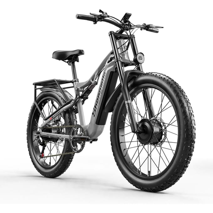 Shengmilo S600 26  Elektrische Mountainbike 2000W Dubbele Motor 48V 17.5Ah Batterij grijs